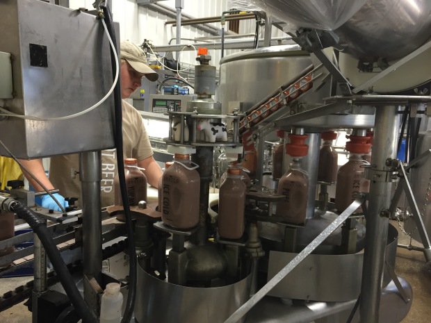Here's a shot of some chocolate milk getting bottled.